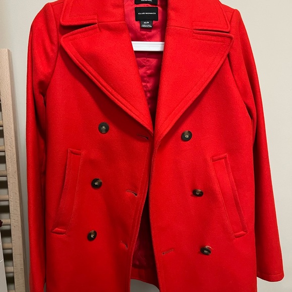 Club Monaco Italian wool double breasted pea coat - Picture 2 of 7